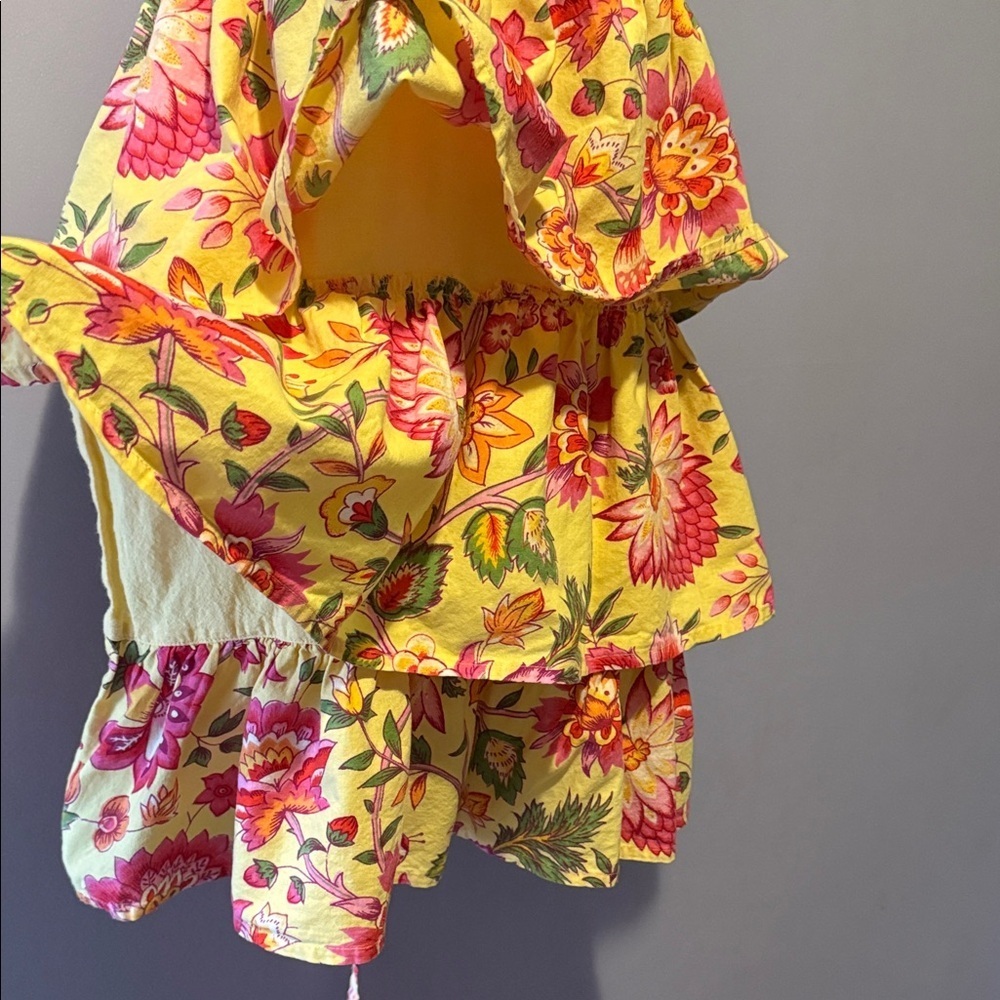 April Cornell Yellow Floral Tiered Apron - Picture 3 of 11